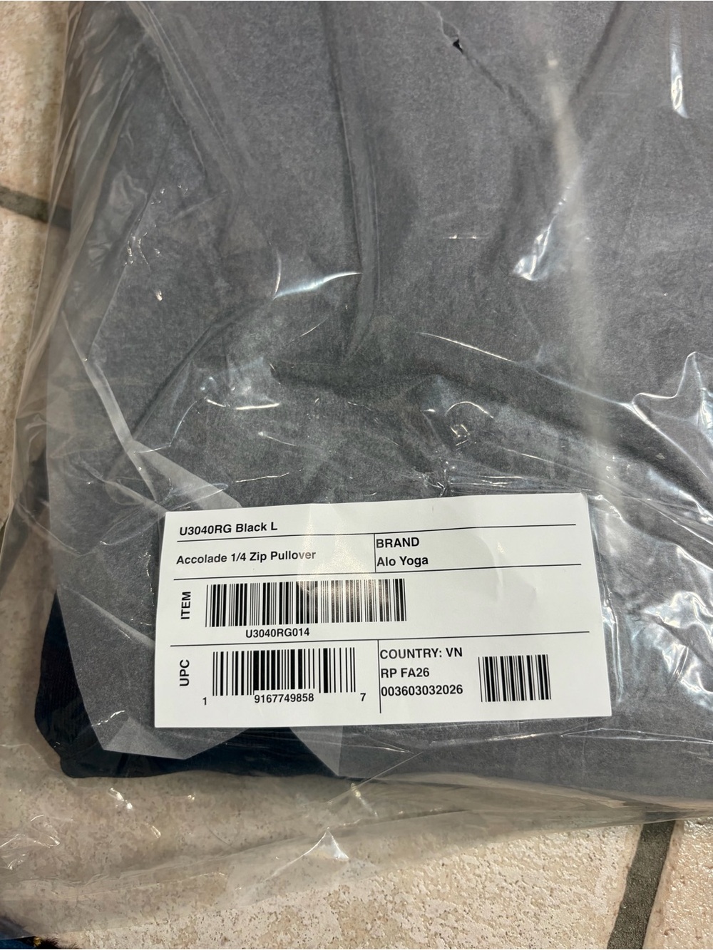 NWT ALO Accolade 1/4 Zip Pullover (Black) Size Large - Picture 13 of 13